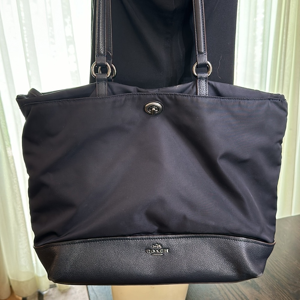 Coach turn lock nylon tote